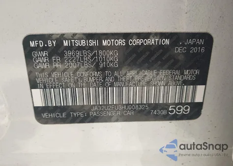 2017 Mitsubishi Lancer Es from USA, damaged, VIN JA32U2FU3HU008325